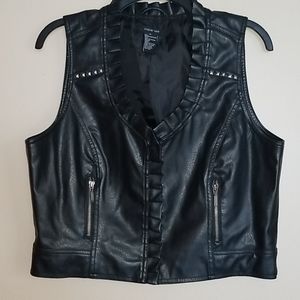 Paper Tee vegan leather black moto vest